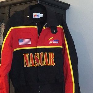 NASCAR Vintage embroidered jacket M - officially licensed. Black w/ red & yellow